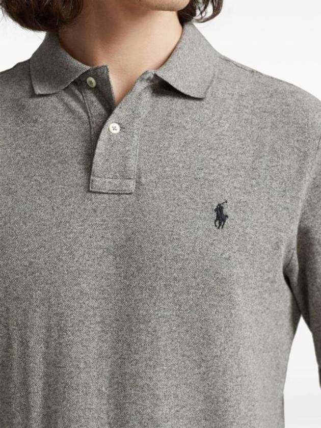 Embroidered Logo Slim Fit Polo Shirt Dark Grey - POLO RALPH LAUREN - BALAAN 6