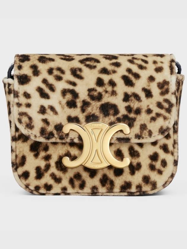 Mini Claude Leopard Print Velvet Cross Bag - CELINE - BALAAN 2