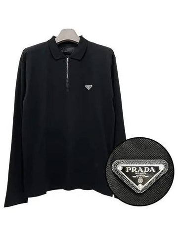 triangle logo pique polo jersey long sleeve 1094514 - PRADA - BALAAN 1