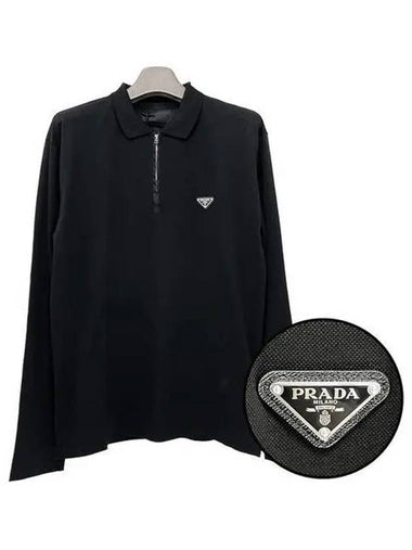 triangle logo pique polo jersey long sleeve 271281 1094514 - PRADA - BALAAN 1