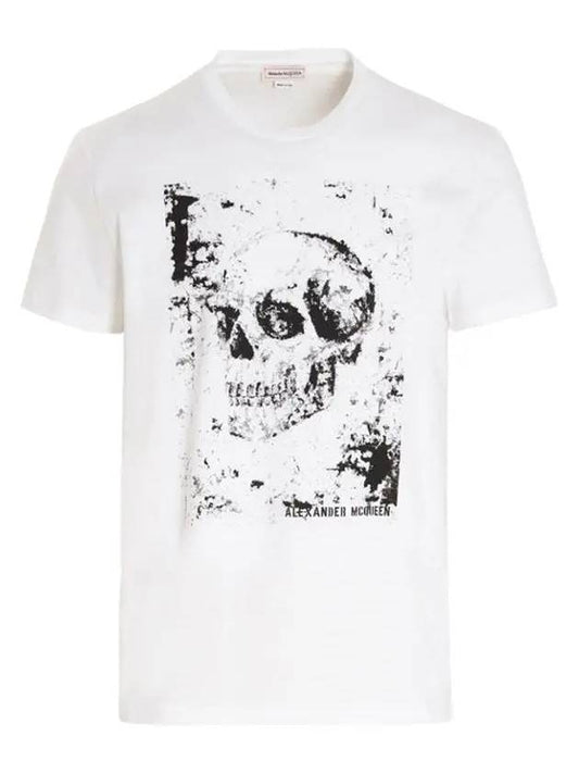 skull print short sleeve t-shirt white - ALEXANDER MCQUEEN - BALAAN.