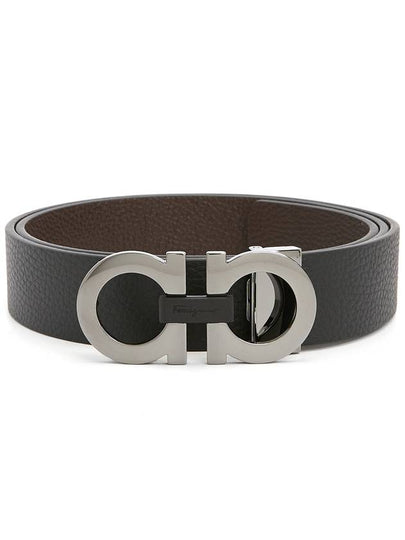 Reversible Gancini Belt Black Hickory - SALVATORE FERRAGAMO - BALAAN 2