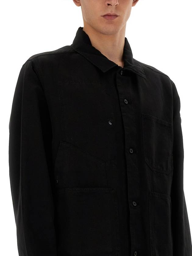 Cotton Linen Over Long Sleeve Shirt Black - CP COMPANY - BALAAN 5