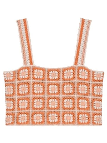 Crochet Knit Sleeveless Orange - MAJE - BALAAN 1