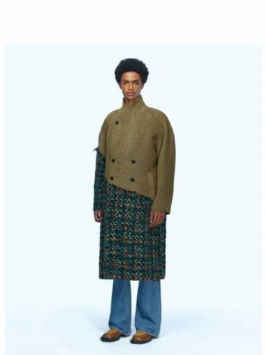 Sain wool panel double breasted coat awa461m YELLOW TWILLGREEN - ANDERSSON BELL - BALAAN 1