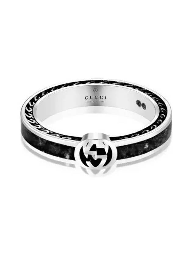 Interlocking G Ring Silver Black - GUCCI - BALAAN 4