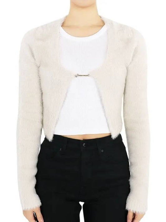 Women's La Maille Neve Fluffy Charm Cardigan Offwhite - JACQUEMUS - BALAAN 2