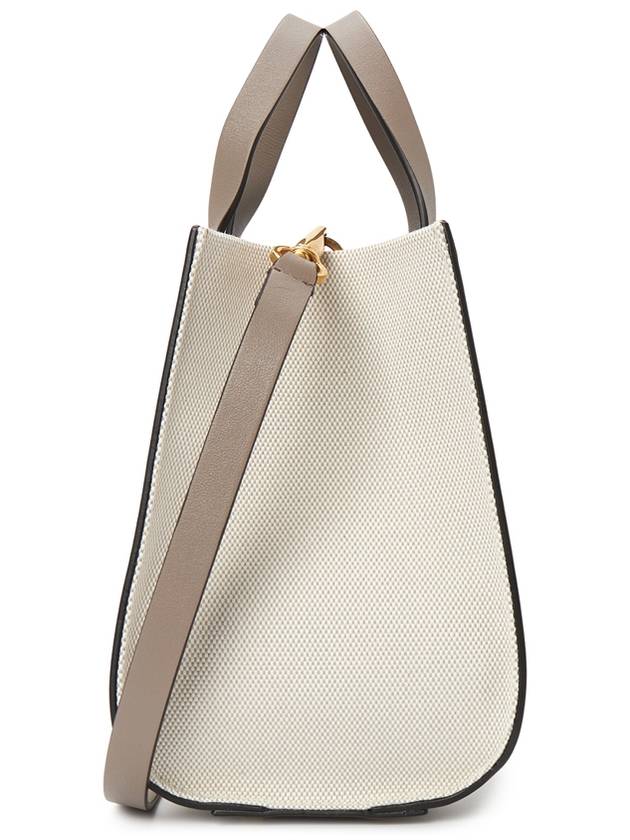 V Logo Signature Leather Tote Bag Grey - VALENTINO - BALAAN 4