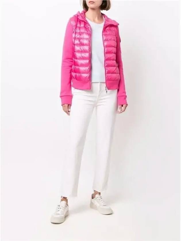 Logo Patch Zip Up Hoodie Padding Pink - MONCLER - BALAAN 3