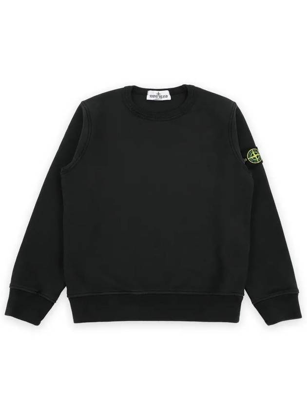 Kids Wappen Patch Organic Cotton Fleece Sweatshirt Black - STONE ISLAND - BALAAN 2