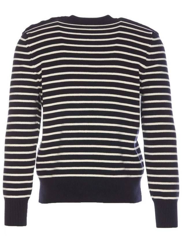 Striped Sailor Crew Neck Knit Top White Navy - AMI - BALAAN 3