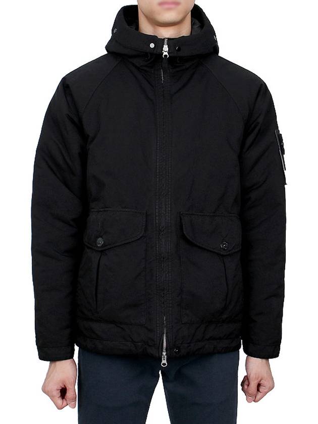 Logo David TC Down Hooded Jacket Black - STONE ISLAND - BALAAN 2