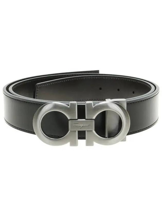 Gancini Reversible Adjustable Leather Belt Black Dark Brown - SALVATORE FERRAGAMO - BALAAN 2