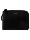 Embossed Logo Leather Envelope Card Wallet Black - JIL SANDER - BALAAN 3