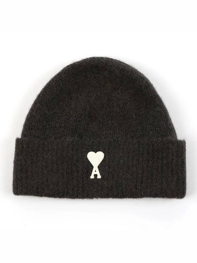 Logo Patch Knit Beanie Dark Gray - AMI - BALAAN 2