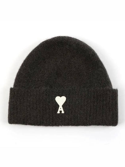 Logo Patch Knit Beanie Dark Gray - AMI - BALAAN 2