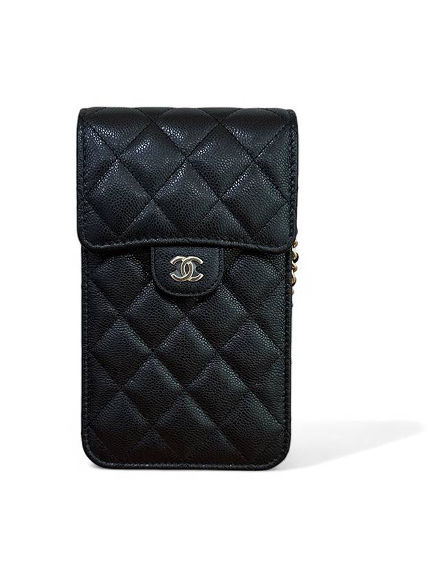 Classic phone holder bag chain mini cross black caviar gold plated - CHANEL - BALAAN 2