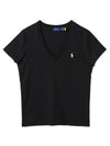 W Cotton Jersey V Neck Tee Black - POLO RALPH LAUREN - BALAAN 2