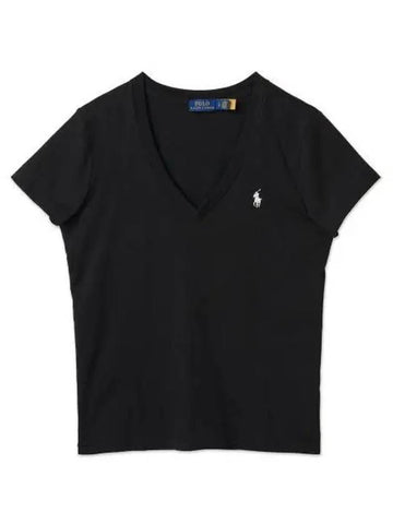 W Cotton Jersey V Neck Tee Black - POLO RALPH LAUREN - BALAAN 1