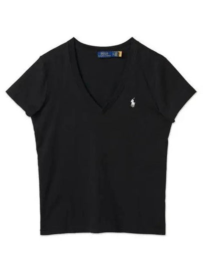 W Cotton Jersey V Neck Tee Black - POLO RALPH LAUREN - BALAAN 2