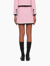 Striped Hem Tweed Virgin Wool H-line Skirt Pink - MIU MIU - BALAAN 5