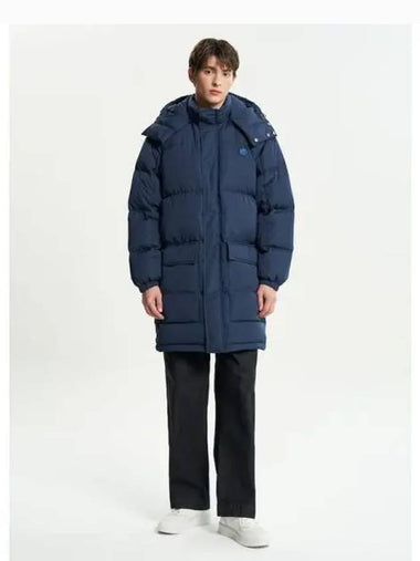 Men s hood long puffer padded nylon bold foxhead patch ink blue domestic product - MAISON KITSUNE - BALAAN 1