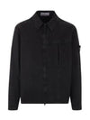 Organic Cotton Shirt Zip Up Jacket Black - STONE ISLAND - BALAAN 2