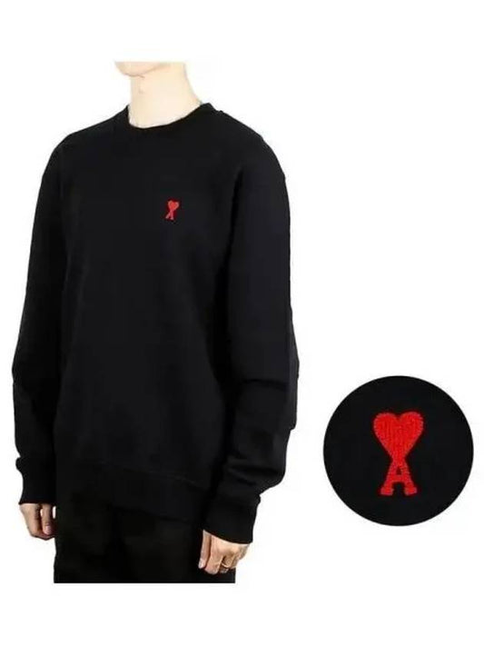 Small Heart Logo Sweatshirt Black - AMI - BALAAN 2