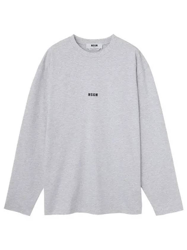 Micro Logo Print Long Sleeve T-Shirt Grey - MSGM - BALAAN 2