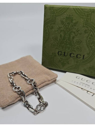 Interlocking detail silver bracelet - GUCCI - BALAAN 1