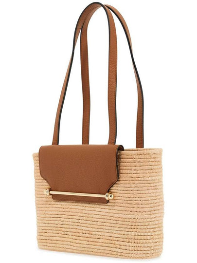 beige woven raffia bag with leather details - STRATHBERRY - BALAAN 2