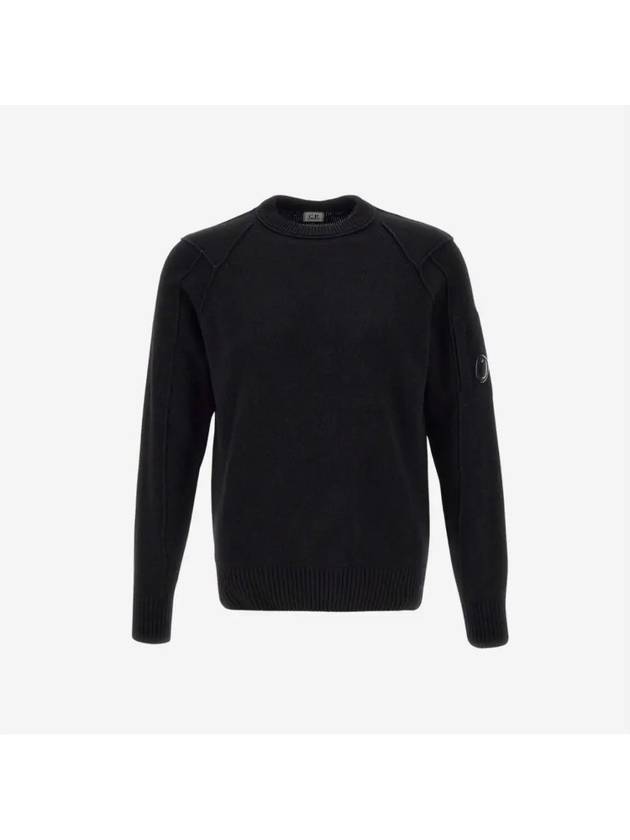 Lens Wappen Wool Blend Knit Top Black - CP COMPANY - BALAAN 2