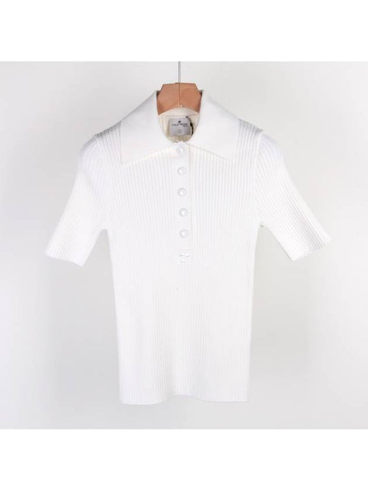 Women's Classic Polo Knit Top White - COURREGES - BALAAN.