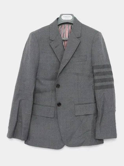 Women's Diagonal Stripe Single Breasted Wool Blazer Jacket Grey - THOM BROWNE - BALAAN 2