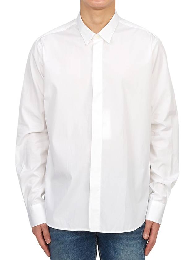 Heart Logo Tonal Cotton Poplin Long Sleeve Shirt White - AMI - BALAAN 2