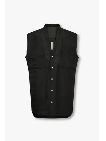 MEN Silk Blend Jumbo Vest Black - RICK OWENS - BALAAN 1