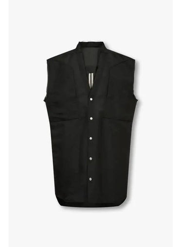 MEN Silk Blend Jumbo Vest Black - RICK OWENS - BALAAN 1