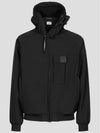 Logo Patch Asymmetric Zip-Up Hoodie Black - CP COMPANY - BALAAN 2