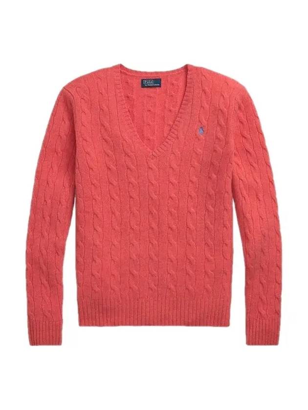 Kimberly Embroidered Pony Logo Cable Sweater Coral - POLO RALPH LAUREN - BALAAN 3