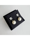 Metal Glass Strass Pearly White Earrings Silver - CHANEL - BALAAN 3