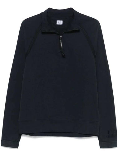 Light Fleece Half Zipped Sweatshirt Navy - CP COMPANY - BALAAN 1