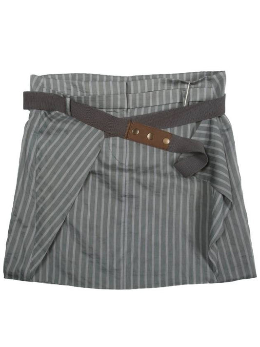 Women's Striped A-Line Skirt Gray - BRUNELLO CUCINELLI - BALAAN.