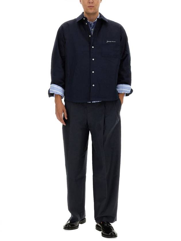 La Chemise Boulanger Viscose Long Sleeve Shirt Navy - JACQUEMUS - BALAAN 3