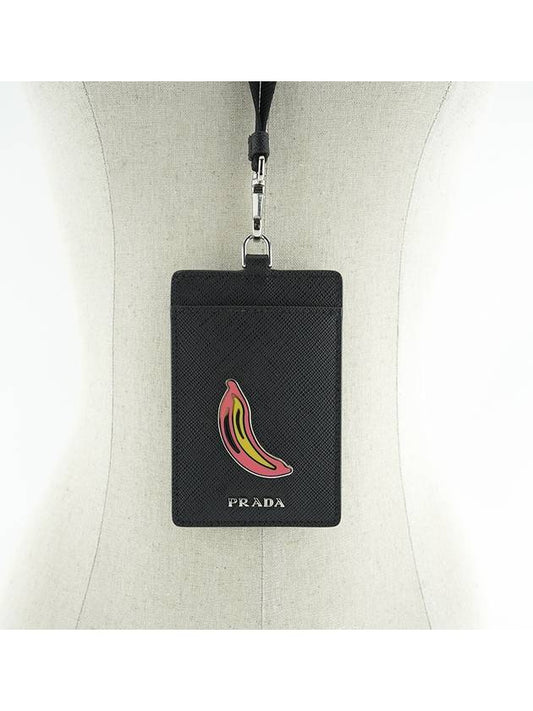 Necklace ID Card Holder 1MC07M Banana Saffiano Men Women - PRADA - BALAAN 1