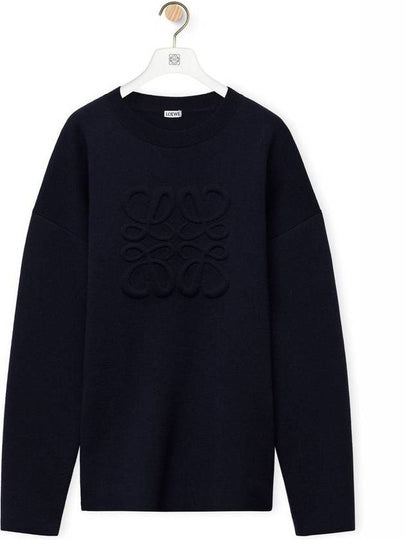 Debossed Anagram Wool Knit Top Navy - LOEWE - BALAAN 2