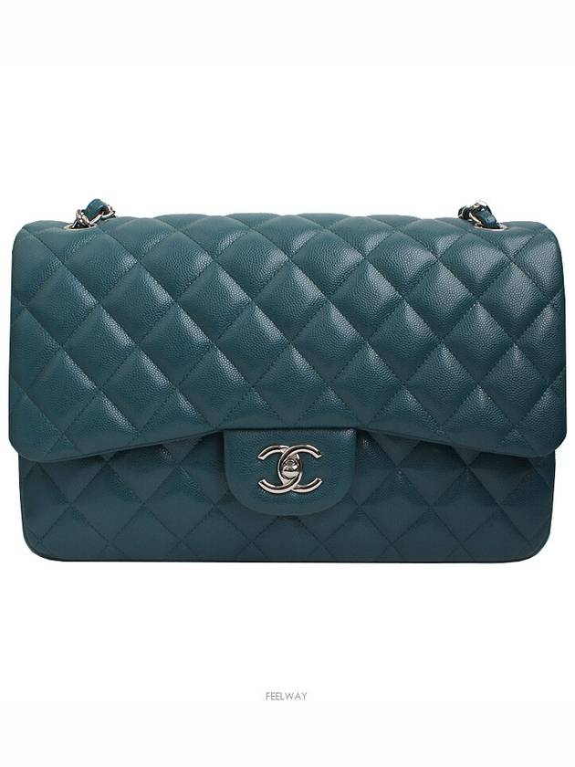 Classic Jumbo Caviar Malachite Green Silver Shoulder Bag No 26 - CHANEL - BALAAN 1