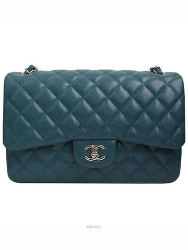 Classic Jumbo Caviar Malachite Green Silver Shoulder Bag No 26 - CHANEL - BALAAN 1