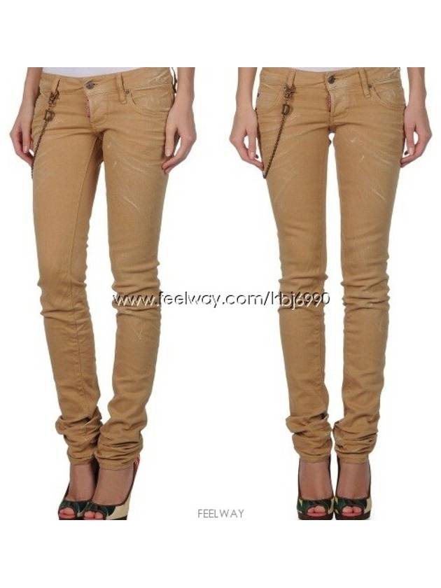 Women's Dring chain slim skinny jeans beige 75LA0279 - DSQUARED2 - BALAAN 10