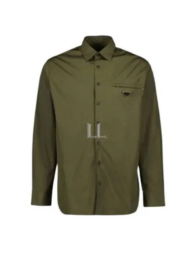 Cotton Long Sleeve Shirt Military Green - PRADA - BALAAN 2