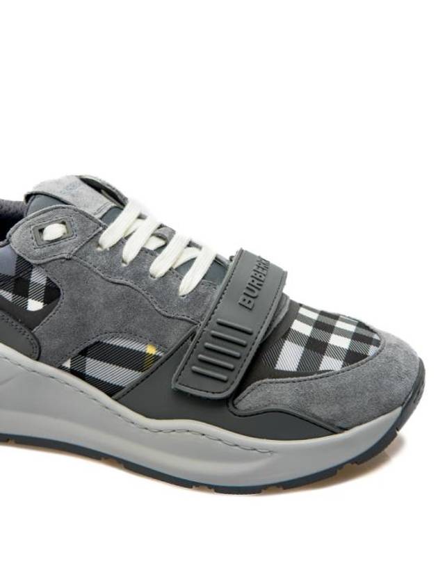 Check Suede Low Top Sneakers Grey - BURBERRY - BALAAN 6